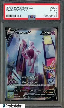 2022 Pokemon Go #072 Mewtwo V FA PSA 9 MINT - Image 1