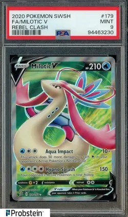 2020 Pokemon SWSH Rebel Clash #179 Milotic V FA PSA 9 MINT - Image 1