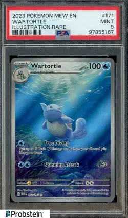 2023 Pokemon Mew EN Illustration Rare #171 Wartortle PSA 9 MINT - Image 1