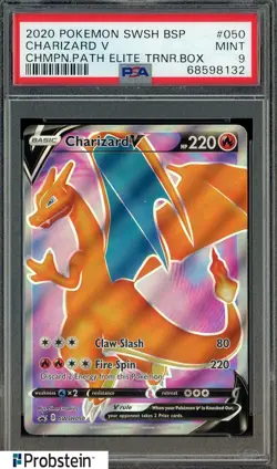 2020 Pokemon SWSH BSP Champions Path Elite Trainer #050 Charizard V PSA 9 - Image 1