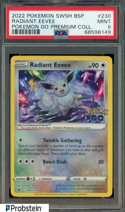 2022 Pokemon SWSH BSP Go Premium Coll #230 Radiant Eevee PSA 9 MINT - Image 1