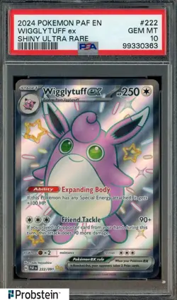 2024 Pokemon PAF EN Shiny Ultra Rare #222 Wigglytuff Ex PSA 10 GEM MINT - Image 1