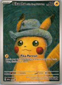 ✨ Custom Pokemon Fan Art - Pikachu with Grey Felt Hat - Pika-Portrait ✨ - Image 1