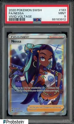 2020 Pokemon SWSH Vivid Voltage #183 Nessa Fa PSA 9 MINT - Image 1