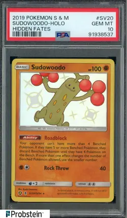 2019 Pokemon S & M Hidden Fates #SV20 Sudowoodo Holo PSA 10 GEM MINT - Image 1