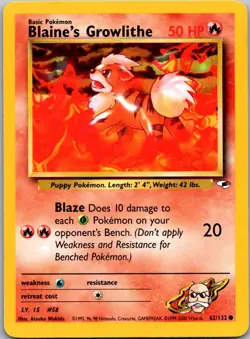 Blaine's Growlithe 62/132 Common Gym Heroes Pokemon Unlimited Near Mint - Image 1