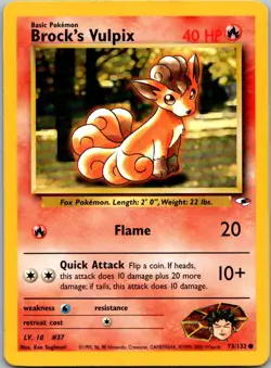Brock's Vulpix 73/132 Common Gym Heroes Pokemon Unlimited Near Mint - Image 1
