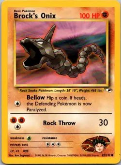 Brock's Onix 69/132 Common Gym Heroes Pokemon Unlimited Near Mint - Image 1