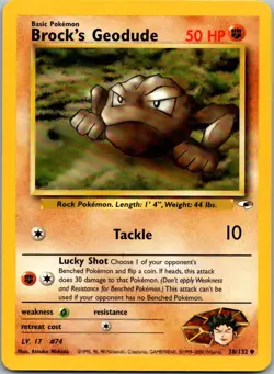 Brock's Geodude 38/132 Uncommon Gym Heroes Pokemon Unlimited Near Mint - Image 1