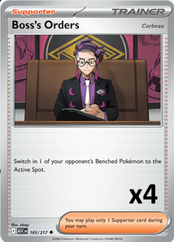 Pokemon TCG-Boss's Orders [Corbeau] x4 Playset Ascended Heroes 183/217 NM - Image 1