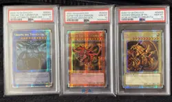 PSA 10 3 Egyptian God Cards Ra Slifer Obelisk Quarter Century Secret Rare 25th - Image 1