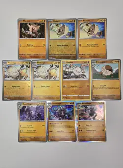 Pokemon Card Lot Of 10 Various Mankey Primape Annihilape Reverse Holo Rare - Image 1