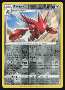 SWSH02: Rebel Clash Scizor #128/192 Reverse Holo Pokemon Card - Image 1