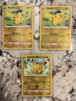 Pokemon TCG Pikachu Lot of 3 Reverse Holo Rare Cards NM English - Image 1