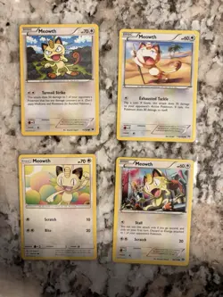 Pokemon TCG Meowth Lot of 4 Near Mint Condition English Cards - Image 1