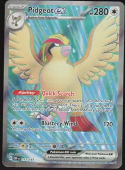 Pidgeot ex 217/197 Ultra Rare Obsidian Flames Pokemon Near Mint - Image 1