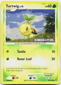 Turtwig 103/130 Holo Promo Burger King Promos Pokemon Reverse Holo MP - Image 1