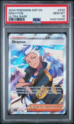 2024 Pokemon Ssp En-Surging Sparks #232 Drayton Ultra Rare PSA 10 - Image 1