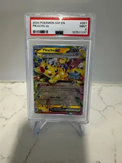 Pokemon TCG Pikachu EX 057/191 Surging Sparks Ultra Rare PSA 9 - Image 1