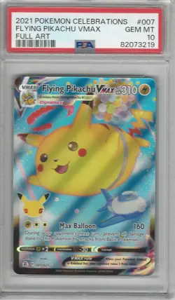 2021 POKEMON CELEBRATIONS #007 FULL ART/FLYING PIKACHU VMAX PSA 10 - Image 1