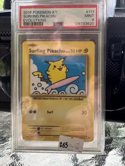 2016 Pokemon TCG XY Surfing Pikachu Evolutions #111/108 NM-MT PSA mint 9 - Image 1