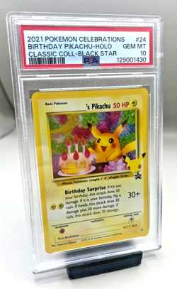 PSA 10 Birthday Pikachu Holo #24 Celebrations Classic Pokemon 2021 Black Star - Image 1