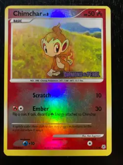 Pokemon Diamond & Pearl Chimchar Lv.8 Stamped Reverse Holo 76/130 EX/Very Good - Image 1