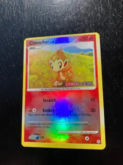 Pokemon Diamond & Pearl Chimchar Lv.8 Stamped Reverse Holo 76/130 EX/Very Good - Image 2