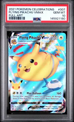 2021 POKEMON CELEBRATIONS #007 FULL ART/FLYING PIKACHU VMAX PSA 10 - Image 1