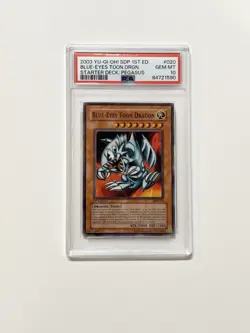 Yu-Gi-Oh PSA 10 1st Edition Blue-Eyes Toon Dragon SDP-020 Starter Deck Pegasus - Image 1