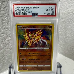 2020 Pokemon SWSH Vivid Voltage Zamazenta 102/185 Amazing Rare - PSA 10 GEM MINT - Image 1