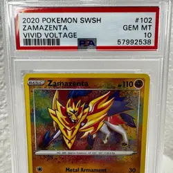 2020 Pokemon SWSH Vivid Voltage Zamazenta 102/185 Amazing Rare - PSA 10 GEM MINT - Image 2