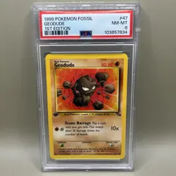 1999 Pokemon Fossil 1st Edition Geodude 47/62 PSA 8 English - Image 1