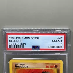 1999 Pokemon Fossil 1st Edition Geodude 47/62 PSA 8 English - Image 4