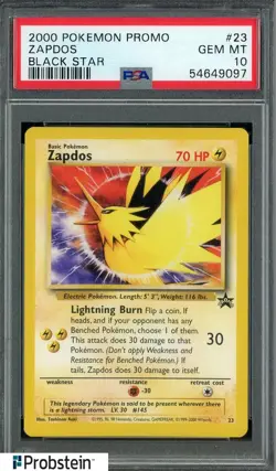 2000 Pokemon Black Star Promo #23 Zapdos PSA 10 GEM MINT - Image 1
