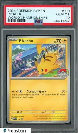 2024 Pokemon SVP En World Championships #190 Pikachu PSA 10 GEM MINT - Image 1