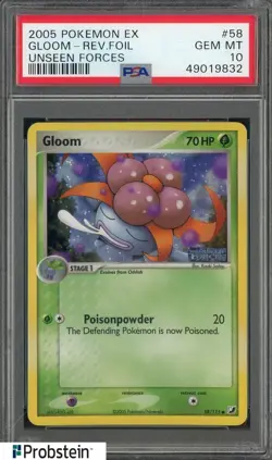 2005 Pokemon Ex Unseen Forces #58 Gloom Reverse Foil PSA 10 GEM MINT - Image 1