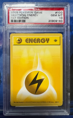 1999 Pokemon Base Set 1st Edition Shadowless Lightning Energy #100 PSA 10 GEM MT - Image 1