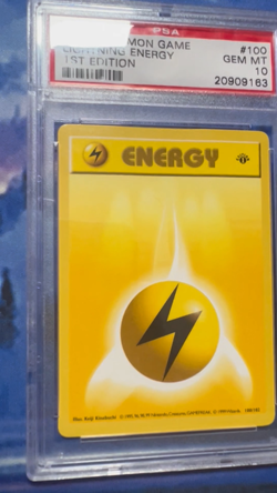 1999 Pokemon Base Set 1st Edition Shadowless Lightning Energy #100 PSA 10 GEM MT - Image 2