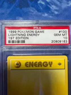 1999 Pokemon Base Set 1st Edition Shadowless Lightning Energy #100 PSA 10 GEM MT - Image 4