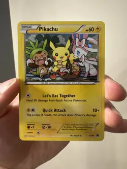 Pokemon XY Black Star Promo XY95 Pikachu ( Sylveon + Chespin ) Holo NM Card - Image 2