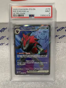 Pokemon 2025 JTG En N's Zoroark EX Ultra Rare Mint PSA 9 Graded Card - Image 1