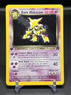 Dark Alakazam 1st Edition Holo 1/82 Team Rocket LP w/ SWIRL Pokemon WOTC Card - Image 1