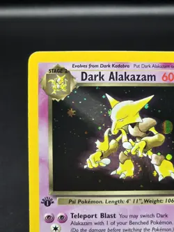 Dark Alakazam 1st Edition Holo 1/82 Team Rocket LP w/ SWIRL Pokemon WOTC Card - Image 2
