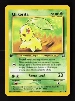 Chikorita 54/111 Common Neo Genesis Pokemon 1st Edition Near Mint - Image 1