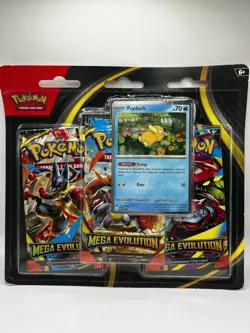 Pokemon TCG Mega Evolution 3 Pack Blister Psyduck Promo New Factory Sealed! - Image 1