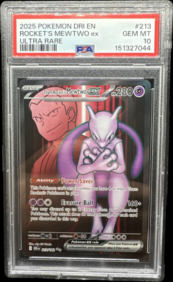 2025 Pokemon Destined Rivals Team Rocket's Mewtwo ex #213/182 PSA 10 - Image 1