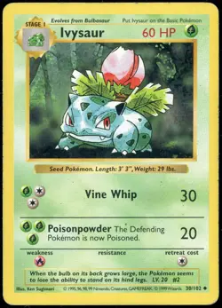 Ivysaur 30/102 SHADOWLESS Base Set Unlimited 1999 - HP - Image 1