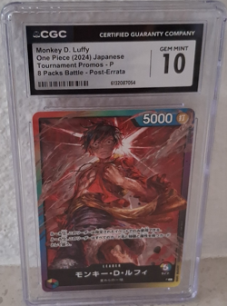 Bandai One Piece CCG Monkey D. Luffy P Tournament Promos Foil CGC 10 JP 2024 - Image 1