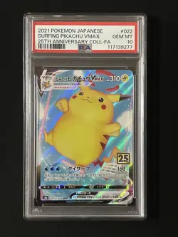PSA10 Surfing Pikachu VMAX 25th Anniversary Japanese Pokemon Card - Image 1